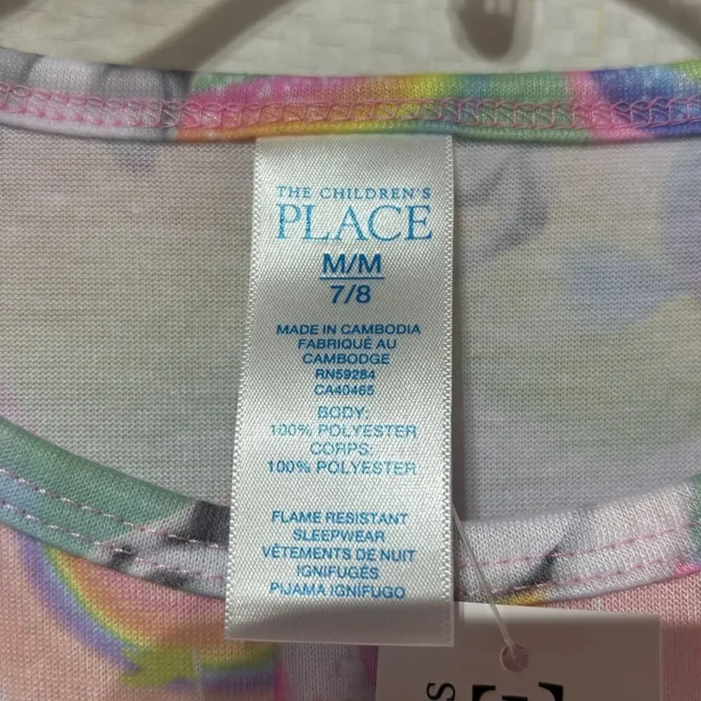 The children’s place 7/8 unicorn ruffled cap sleeve nightgown 💯 polyester nwt